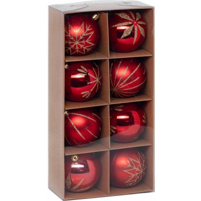 Atmosphera Sada červených koulí s bílým vzorem Ø 8 cm – Zboží Dáma