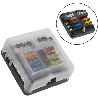 Distribuční blok - 6 pojistek K735C kladný i záporný pól /pojistkový držák/ – Sleviste.cz