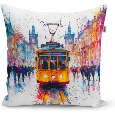 Sablio Polštář Žlutá tramvaj Paint 50x50 – Sleviste.cz