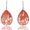 Náušnice Swarovski Elements Pear stříbrné visací oranžovo-růžové slzičky kapky 31242.3 Rose Peach oranžová růžová lososová