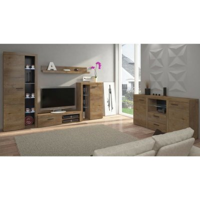 Noka s komodou Olimp dub lefkas varianta LED osvětlení – Zboží Dáma