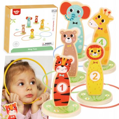 Tooky Toy Hra na házení kroužků na cíl ze dřeva s obručemi – Hledejceny.cz