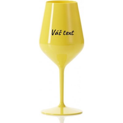 Nerozbitná plastová sklenice na víno vlastním nápisem Barva: žlutá 460 ml – Zboží Mobilmania