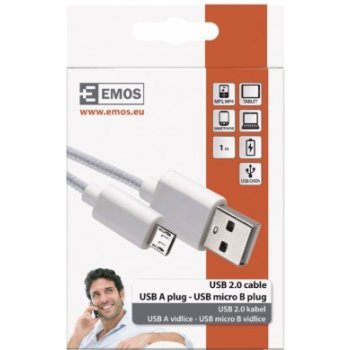 Emos SM7006W USB 2.0 A/M - micro B/M, 1m, bílý