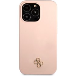 Pouzdro Guess 4G Silicone Metal Logo iPhone 13 Pro růžové