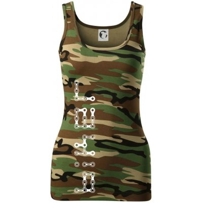 Biker nápis na výšku řetěz dámské Maskáčové tílko Hnědý maskáč – Zboží Dáma