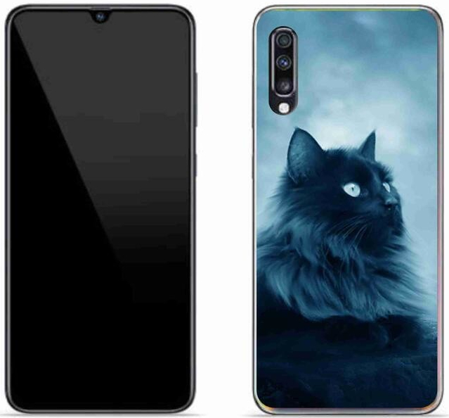 Pouzdro mmCase Gelové Samsung Galaxy A70 - černá kočka 1