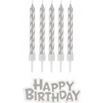 Godan Dortisimo svíčky stříbrné s nápisem Happy Birthday – Zbozi.Blesk.cz