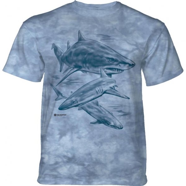 Pánské tričko The Mountain MONOTONE SHARKS pánské batikované triko modrá