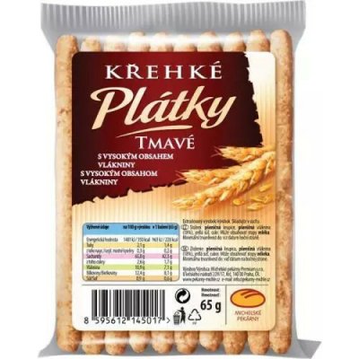 MICHELSKÉ PEKÁRNY Dobré pečivo Plátky křehké tmavé 6 x 65 g – Sleviste.cz