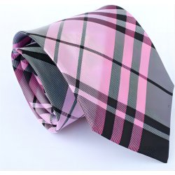 Hedvábná kravata černo-růžová