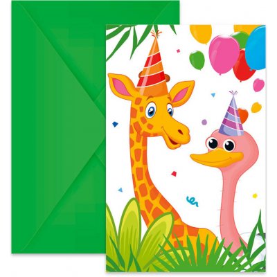 Můjrendlík Papírové party pozvánky s obálkou 9x14cm džungle – Zboží Dáma