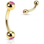 Šperky4U pozlacený piercing do obočí s kamínky OB01088-P – Zboží Dáma