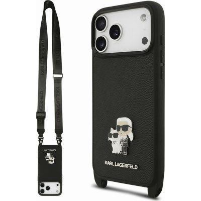 Karl Lagerfeld Saffiano Crossbody Popruh Karl a Choupette pouzdro pro iPhone 18 Pro Black – Zboží Mobilmania