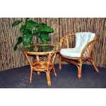 Ratanová sedací souprava Bahama 1+1 medová, polstr bílý – Zbozi.Blesk.cz