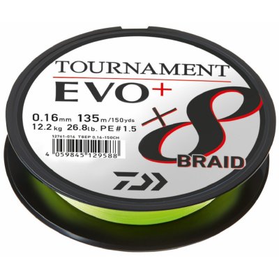 Daiwa Šňůra Tournament 8 Braid EVO+ Chartreuse 135m 0,16mm – Zboží Dáma