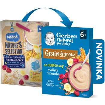 Gerber Natural Mléčná kaše pšenično ovesná malina a banán 220 g