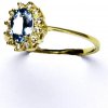 Prsteny Čištín zlatý Kate žluté zlato syntetický akvamarin světlý čiré zirkony T 1480