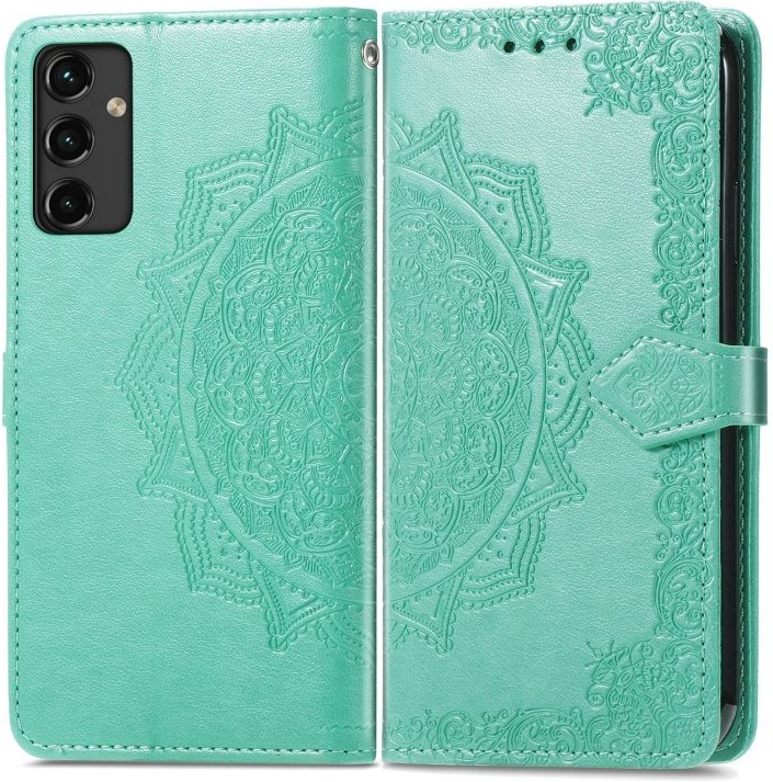 Pouzdro Embossing Pattern Mandala Flower Samsung Galaxy A14 4G/5G zelené