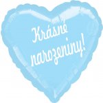 Balónek fóliový světle modré srdíčko Krásné narozeniny! – Zboží Dáma