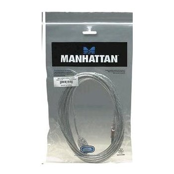 Manhattan 340496 USB 2.0, A-A M/F 3m, stříbrný