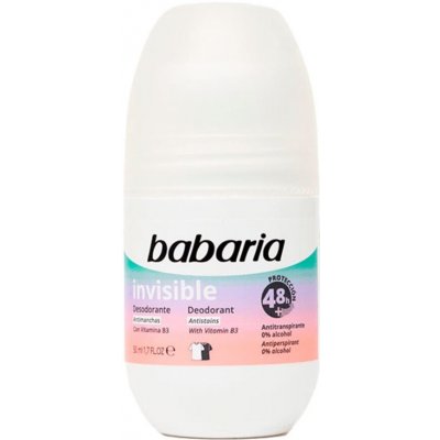 Babaria Deodorant Invisible antiperspirant roll-on proti bílým a žlutým skvrnám 50 ml – Zboží Mobilmania