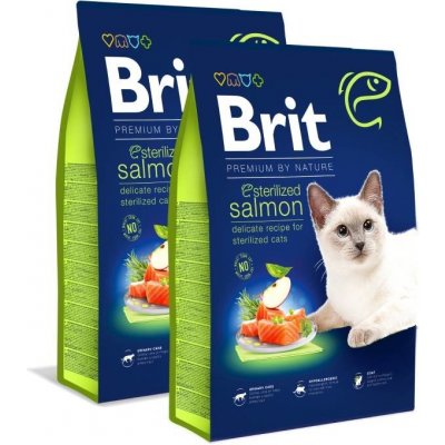 Brit Premium by Nature Cat Sterilized Salmon 2 x 8 kg – Zboží Mobilmania