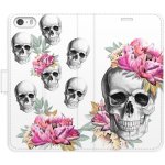 Pouzdro iSaprio Flip s kapsičkami na karty - Crazy Skull Apple iPhone 5 / 5S / SE