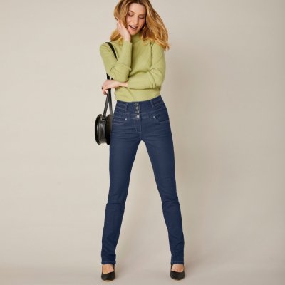 Blancheporte Rovné džíny s vysokým pasem, 2 délky na výběr tmavě modré – Zboží Mobilmania