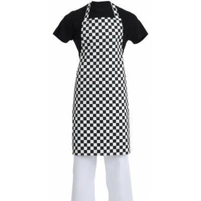 WhitesChefsClothing A275 náprsní zástěra černobílá kostkovaná – Zboží Dáma