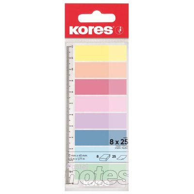 Samolepicí záložky Kores Index Strips - 8 x 25 lístků / pastelové – Hledejceny.cz
