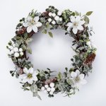 DOMMIO Vánoční věnec proutěný s bílou poinsetií 33 cm – Zboží Dáma