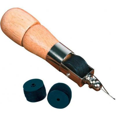 Maximex Šídlo pro ruční šití s dřevěnou rukojetí, 2 náhradní cívky hnědý – Zboží Dáma