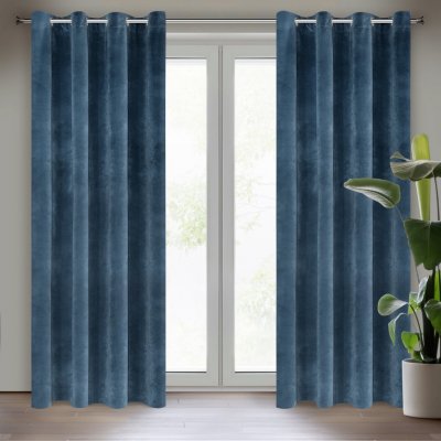EUROFIRANY ZATEMŇOVACÍ ZÁVĚS NA KROUŽCÍCH RIA 140X250 CM NÁMOŘNICKÁ MODRÁ – Sleviste.cz