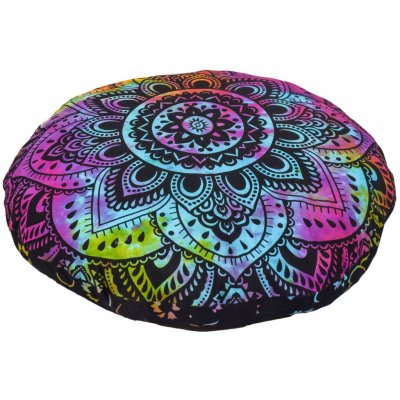 Sanu Babu Meditační polštář kulatý barevná batika s Mandalou 80x13 (BR) – Zboží Mobilmania