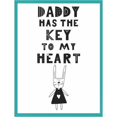 Dětský plakát Táta má klíč od mého srdce 40X50 cm + rám tyrkysové moře – Zbozi.Blesk.cz