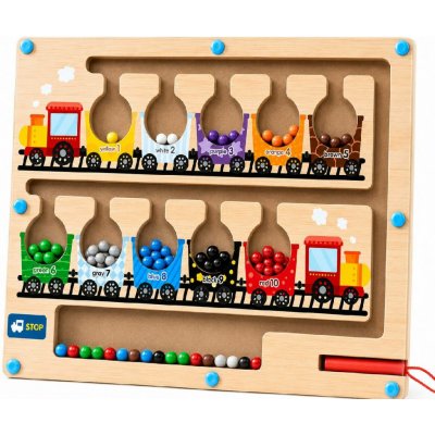iMex Toys HE0802 Montessori magnetické bludiště ze dřeva učení barev a počítání – Sleviste.cz