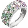 Prsteny Evolution Group Stříbrný prsten s krystaly Swarovski mix barev fialová zelená růžová 35031.3 Sakura