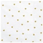 PartyDeco Papírové ubrousky Zlatá srdíčka 33x33cm 20ks – Zboží Dáma