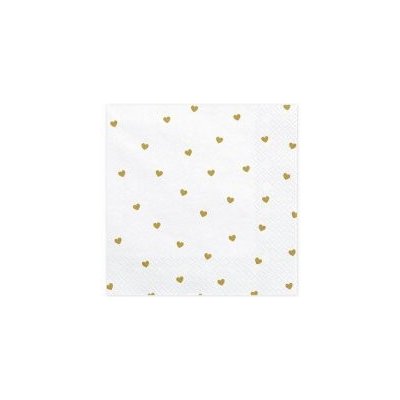 PartyDeco Papírové ubrousky Zlatá srdíčka 33x33cm 20ks – Zboží Dáma