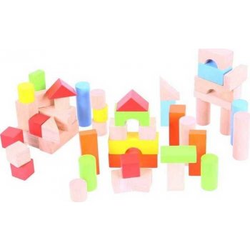 Bigjigs Toys barevné kostky v kyblíku 50 ks