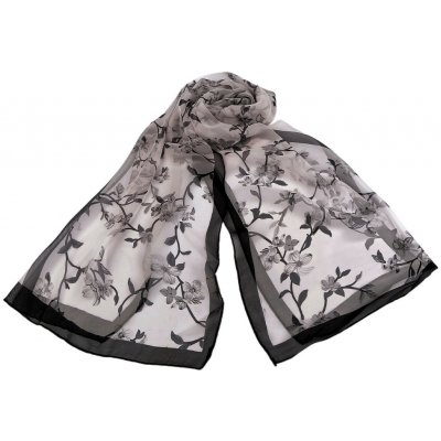 Prima-obchod Letní šátek / šála 21 šedá nejsvětlejší květy – Zboží Mobilmania