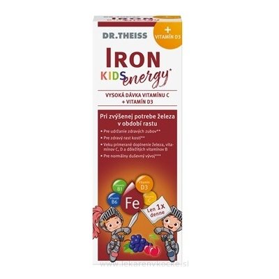 Dr. Theiss Kids Iron Energy sirup s železem, vitamínem D3 a vitamíny, hroznová příchuť 250 ml – Hledejceny.cz