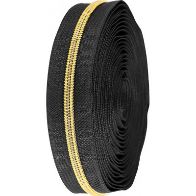 Stoklasa Zip spirálový No 5 s metalickými zoubky metráž Balení: 1 m, Varianta: 4 (322) černá zlatá 4 (322) černá zlatá – Hledejceny.cz