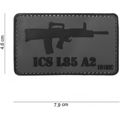 Gumová nášivka 101 Inc zbraň ICS L85 A2 - šedá