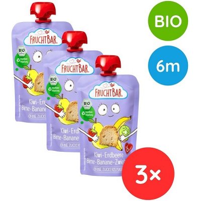 FruchtBar BIO kapsička Kiwi jahoda hruška banán suchar 3 x 100 g – Zboží Dáma
