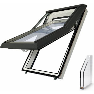 Skylight PLUS Bílá/Hnědá RAL 8019, 78 x 118 cm – Sleviste.cz