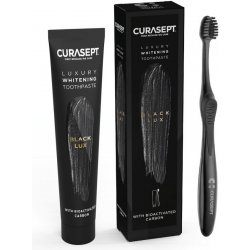 Curasept Black Luxury bělící zubní pasta s aktivním uhlím 75 ml + zubní kartáček dárková sada