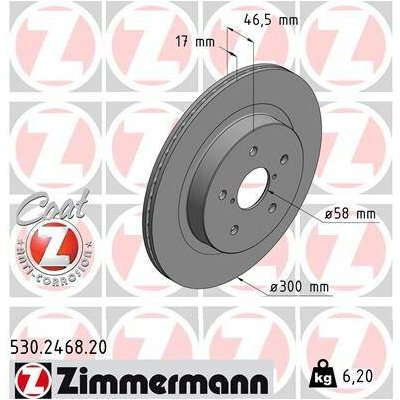 Brzdový kotouč ZIMMERMANN 530.2468.20 – Sleviste.cz