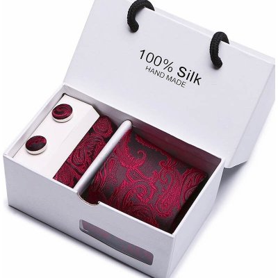 Kravata manžetové knoflíčky kapesníček vínová – Zboží Dáma